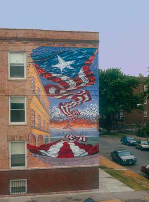 Honor Boricua, 1992, acrylic on brick, by Hector Duarte