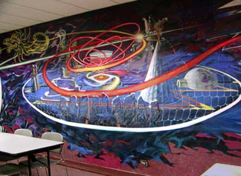 Awakening of the Americas, 1995-1996, acrylic on plaster, by Hector Duarte