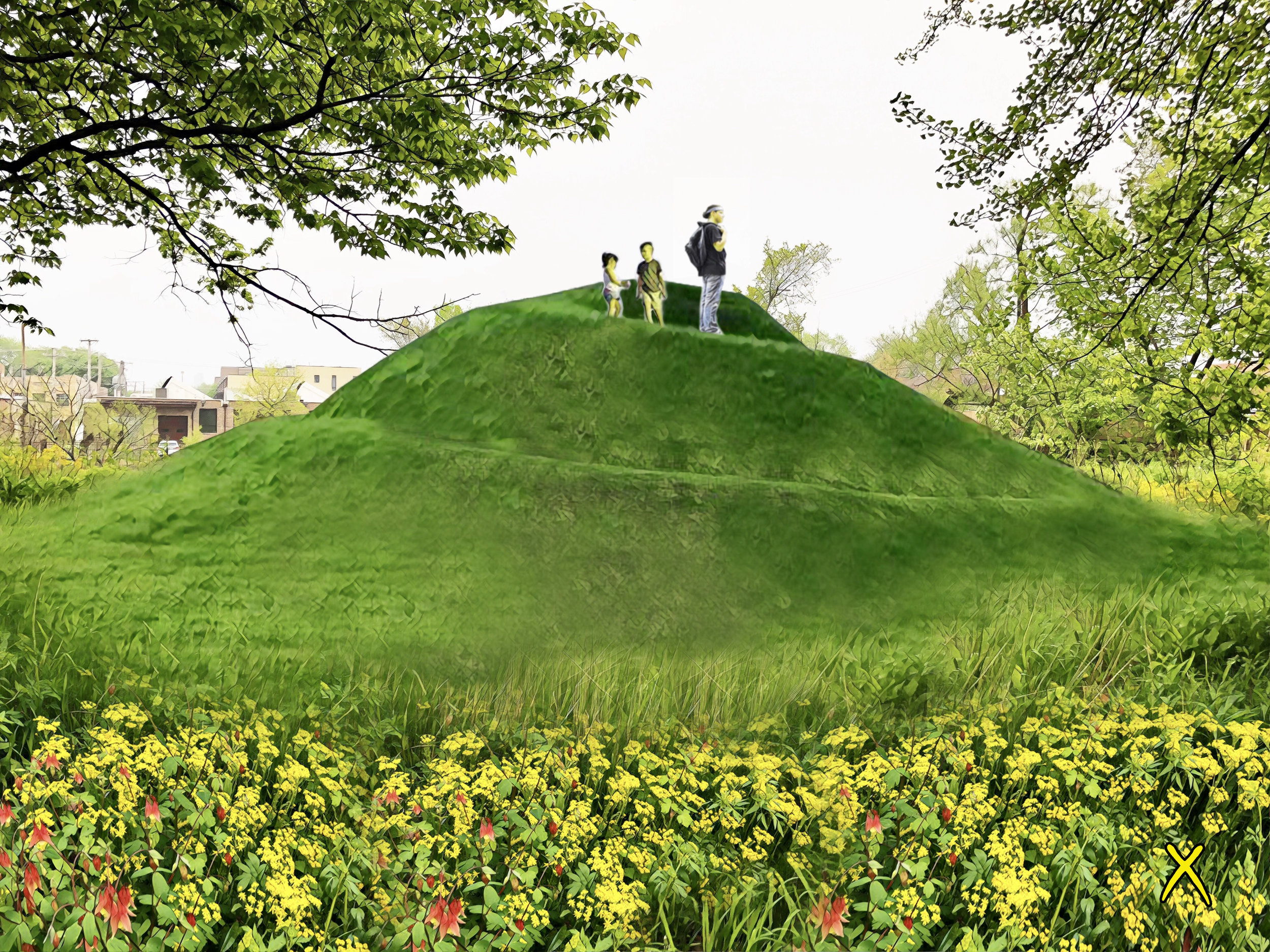 Coil Mound - The Chicago Public Art Group is proposing the installation of an earthen mound along the western banks of the Chicago River in Horner Park.