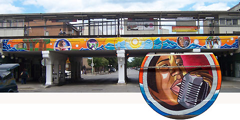 Artistic Movement,  2007, Acrylic on Non-woven media, Mural Morse &amp; Glenwood (4x80 ft)