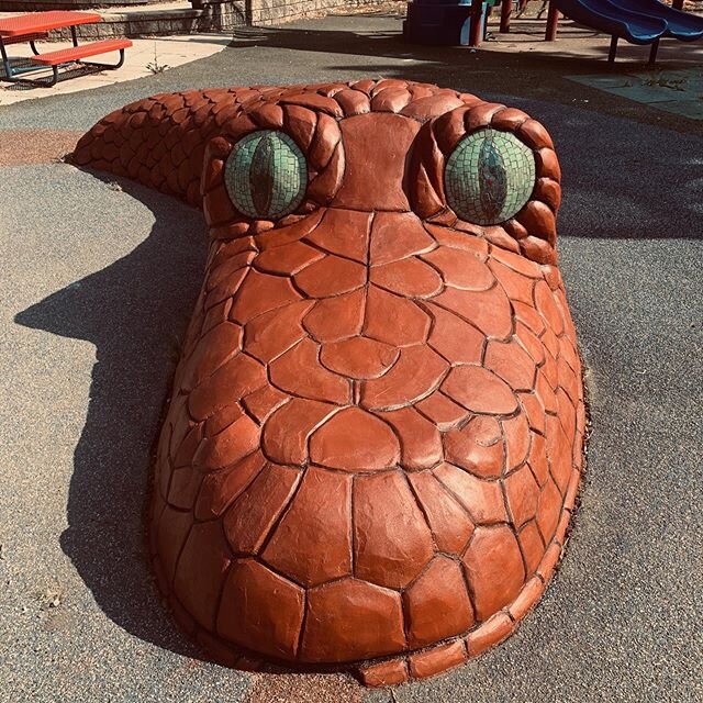 Slimey the Snake in Commercial Park has been restored! The kids can now enjoy climbing on him.