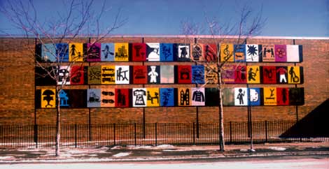 Dragon Wall,  2002, acrylic on aluminum panels, by Bernard Williams.